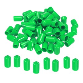 MECCANIXITY 50pcs 1/2 inch(12mm) Rubber End Caps Cover PVC Vinyl Screw Thread Protector Round Wire Shelf Caps for Screw Bolt Pipe Fence Post, Green