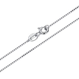 CERSLIMO S925 Sterling Silver Chains for Women Girls - Silver Chain Necklace 14" 16" 18" 20" 24" 0.8mm Thick Box Chain Chains for Kids | For Layered Looks, Gifts or Chain Replacements, 18"