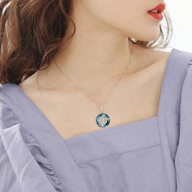 AOBOCO Compass Necklace 925 Sterling Silver Compass Jewellery with Crystal Women Gifts for Graduation Gifts, Crystal, Cubic Zirconia