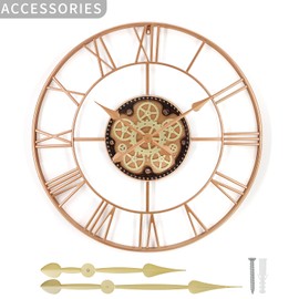 Tulivios 29 Inch Large Wall Clocks for Living Room Decor with Moving Gears,Large Wall Clock Industrial Steampunk,Oversized Metal Analog Wall Clocks for Farmhouse Home Battery Operated