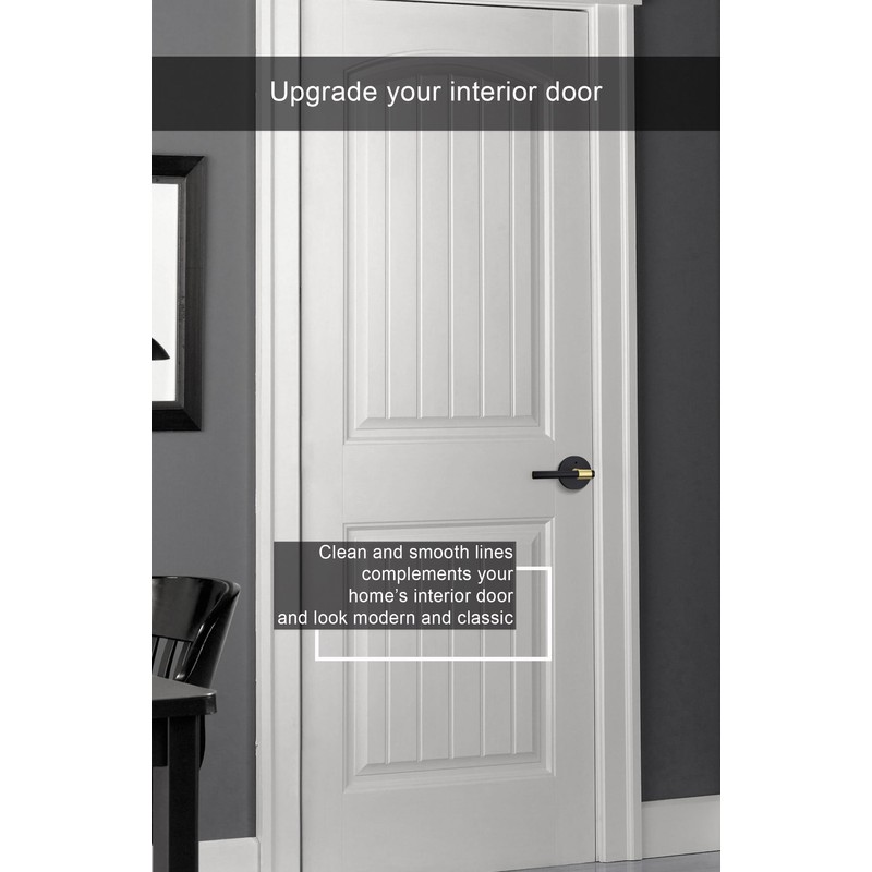 goldenwarm 1 Pack Black and Gold Interior Door Handle, Privacy