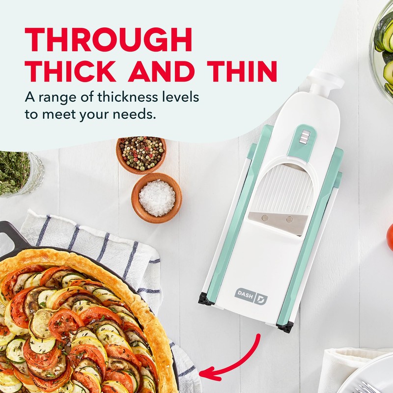 DASH Safe Slice® Mandoline Slicer, Julienne + Dicer for Vegetables,
