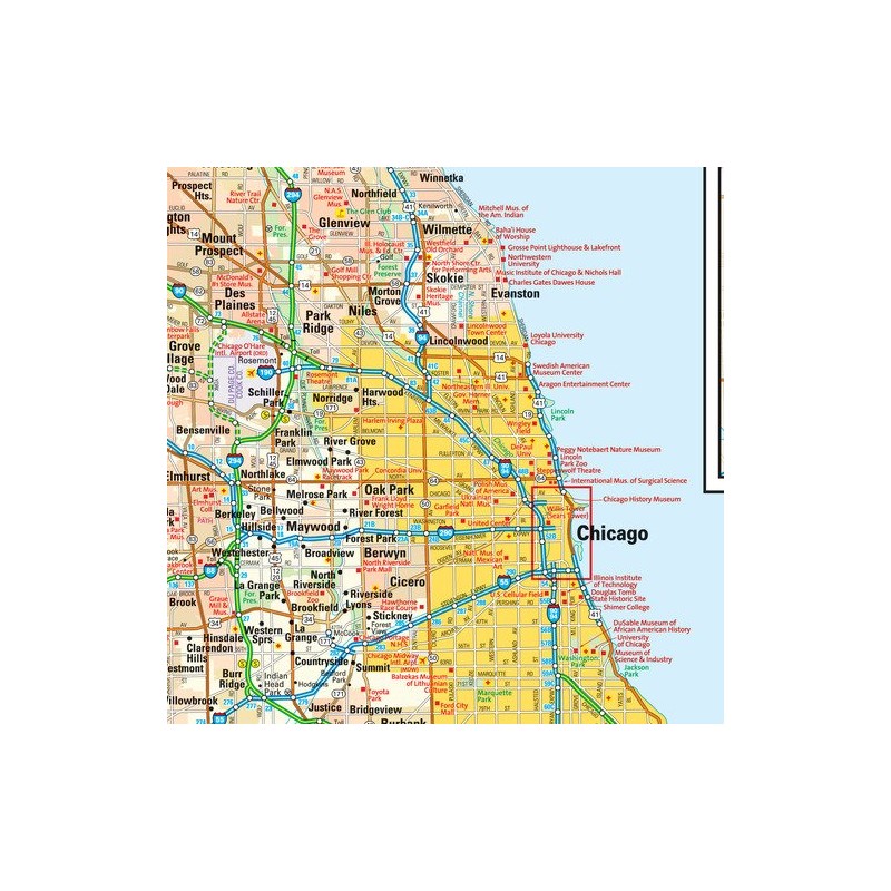 Chicago, Illinois Wall Map, Small - 15" x 14.5" Laminated