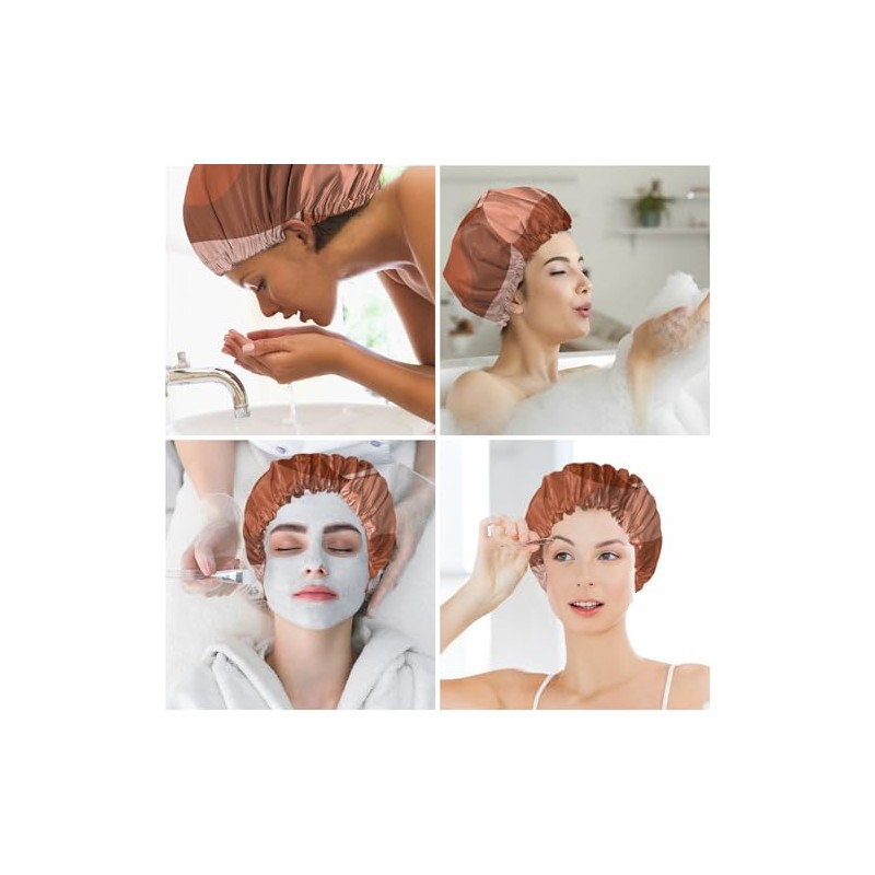 BHAHB BHAHB 2 PCS Shower Cap Reusable Waterproof Double Layer