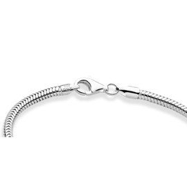 Miabella Italian 925 Sterling Silver Solid 3mm Snake Chain Bracelet for Women Men, Made in Italy (Length 7.5 Inches)