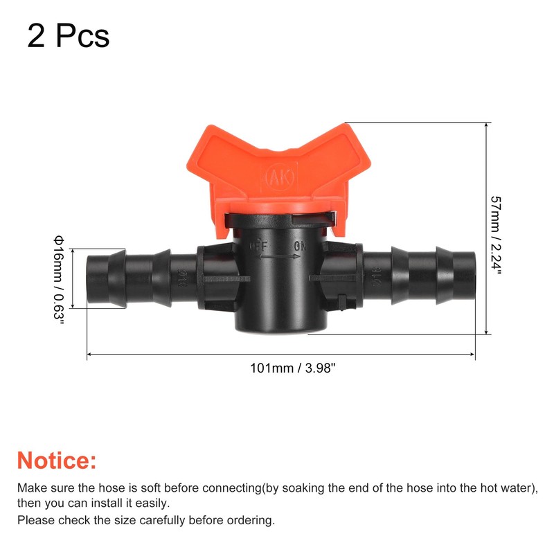 sourcing map Ball Valve 16mm Barb Connector Shut Off Switch