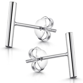 MATERIA by Matthias Wagner Minimalist Stud Earrings 925 Silver for Women, Silver