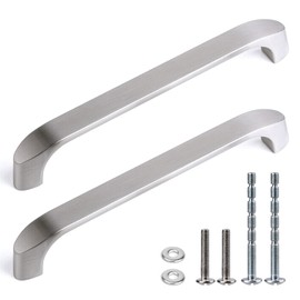 WEAVERBIRD Pack of 2 Furniture Handles, Zinc Cabinet Handles, Drawer Handles, Door Handles, Kitchen, Balcony Door, 128 mm, Bore Hole Spacing, Brushed Silver for Door Cabinet, Barn Kitchen Furniture