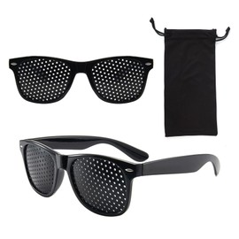 Pinhole Glasses, Hole Glasses for Eye Training, Grid Glasses, Eye Training, Anti Fatigue Glasses for Relaxation, Grid Glasses, Grid Glasses with Foldable Arms, Pack of 2, Black
