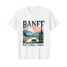 Banff National Park Bear Nature Sunset Canada Retro T-Shirt