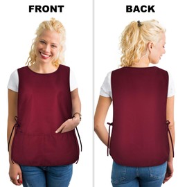 TFTAFAN Cobbler Apron Unisex Waterproof Apron with 2 Deep Pockets Art Smock for Painting Cleaning Artiest Apron work kitchen (6, Maroon)