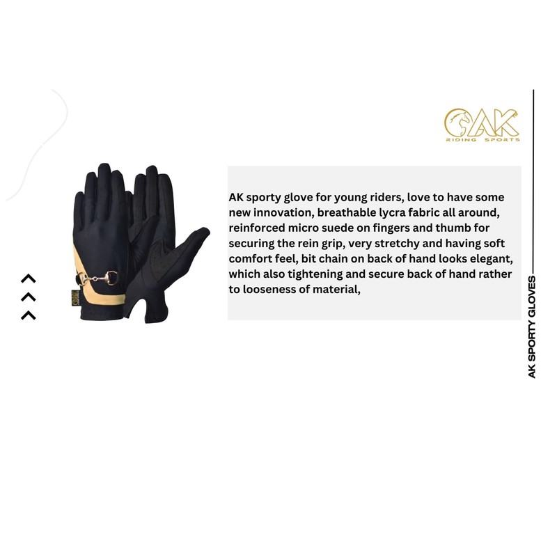 AK Horse Riding Gloves Equestrian Ladies Gloves with Bit Chain
