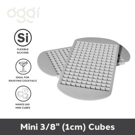 OGGI Small Ice Cube Tray, 2 Mini Ice Cube Trays, Tiny Ice Cube Maker, Flexible 160 Cavity Silicone Ice Trays for Freezer, Crushed Pebble Ice Cubes for Moscow Mules, Cocktails & Juices, BPA Free - Gray