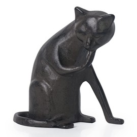 DreamsEden Cast Iron Coy Cat Statue Metal Cat Sculpture Indoor Outdoor Home Decor Figurine