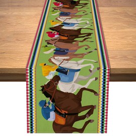 Vohado Kentucky Table Runner 2025 Horse Racing Party Supply Holiday Dining Room Kitchen Home Decoration 72 Inches Long