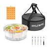 Divided Serving Tray with Lid and Handle, Rounded Snackle Box
