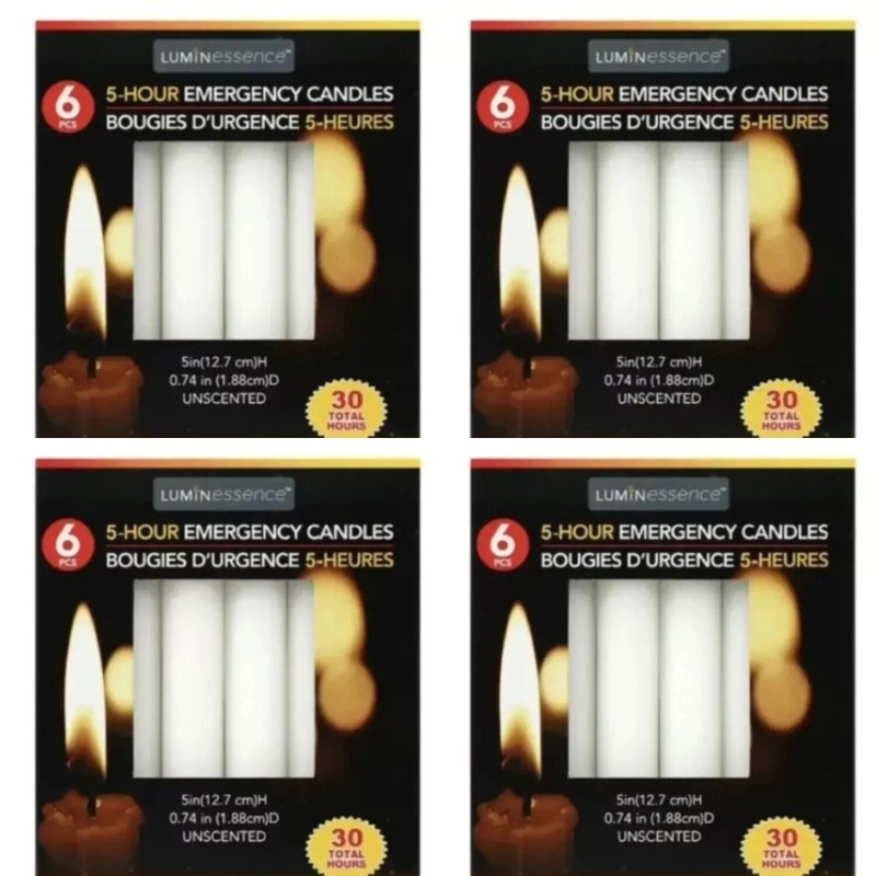 Luminessence 5-Hour Emergency Candle Long Lasting 24 Candles Total USA