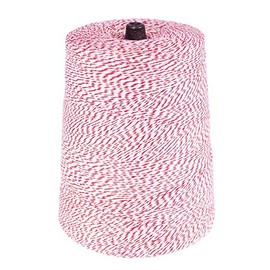 2 Pound Cone Spool of 4 Ply Cotton Wrapping Twine - 4 Ply x 9600 Feet - Red and White - Craft String