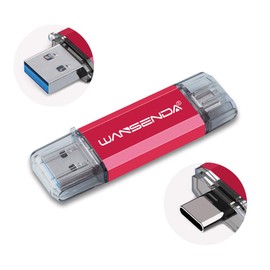 WANSENDA 512GB Type-C USB C Flash Drive USB 3.0/3.1 Thumb Drive Keychain USB Photo Stick for Android Phones/Tablet/PC/Mac (512GB, Red)