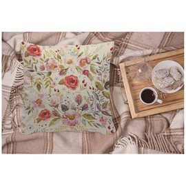 WONDERTIFY Flower Cushion Cover Luxurious Peony Flower Throw Pillow Covers Cushion Case For Couch Home Decor Yellow Red 45X45 Cm