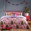 furn. Purrfect Christmas Single Duvet Cover Set, Cotton, Polyester, Pink/Lilac