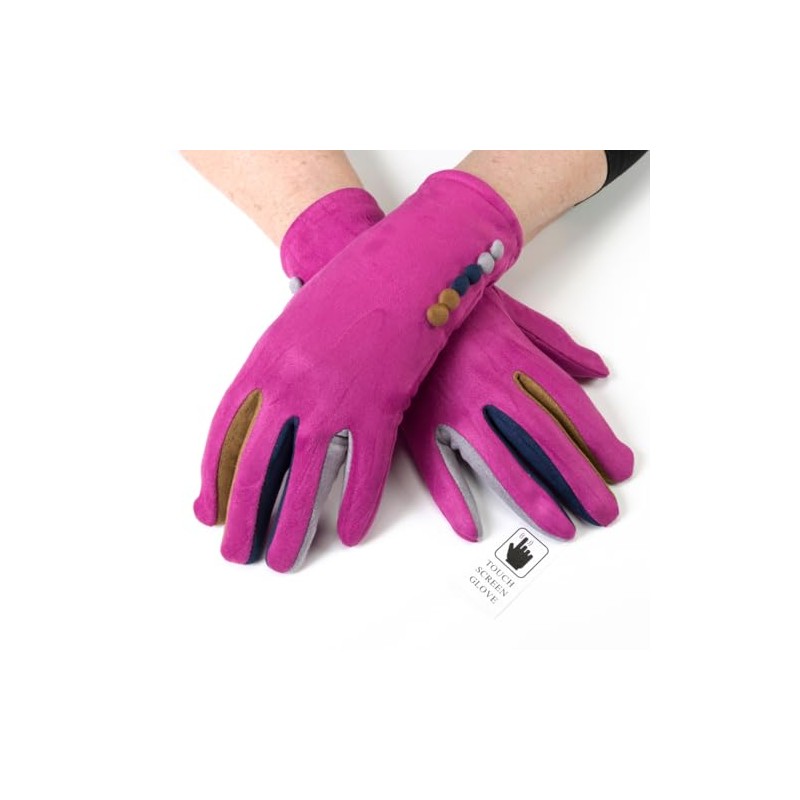 'Margot' Ladies' Gloves Vera Tucci Suede Feel Touch Screen Multi