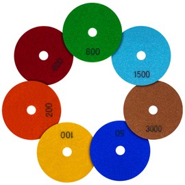 NINEROARS 7Pcs 4 Inch 100mm Dry Diamond Polishing Pads for Granite Marble Artificial Stone Sanding Pads Set Polishing Kit for Angle Grinder