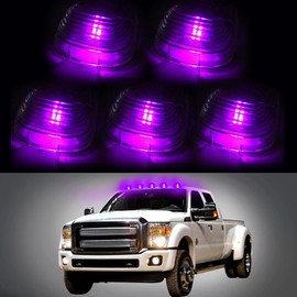 LBRST 5x Cab Marker Light Clear Cover Cab Roof Running Light w/T10 4-3528-SMD Purple/Pink LED Bulbs for 1999-2016 For d F150 F250 F350 F450 F550 E150 E250 E350 E450 Super Duty Pickup Truck
