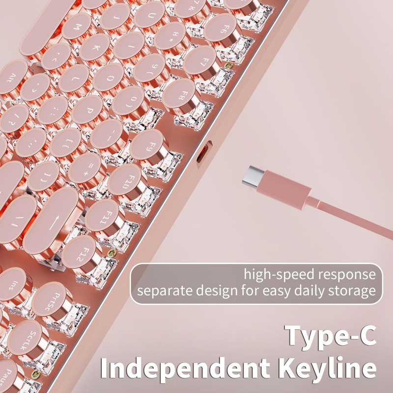 EWEADN V20 Wired Typewriter Keyboard, Typewriter Style Mechanical Keyboards,104 Keys