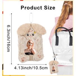 Photocard Holder Keychain, 2PCS Cartoon Plush Korean Style Id Card Cover with Rabbit Design for Student and Office Supplies, Waterproof Protective Case Sleeve (White and Yellow)