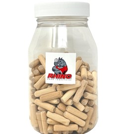 200 Pack 5/16" x 1 3/16" Jar Pack Wooden Dowel Pins Wood Kiln Dried Fluted and Beveled, Made of Hardwood