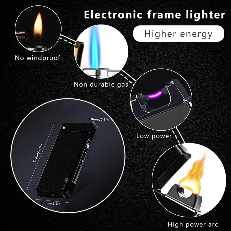 TIKIUKI Electric Lighters Rechargeable with Projection Flameless Windproof Plasma Arc