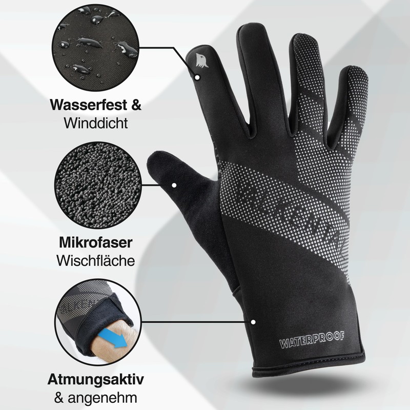 Valkental® GloRider Windproof Cycling Gloves, Padded & Grippy, Winter Gloves
