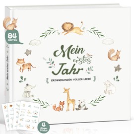 Baby Album My First Year Baby Diary | Baby First Year Book from 0 Months Baby Girl Boy First Equipment Newborn Gift Baby Book Memory Book Photo Album Your First Year Lion