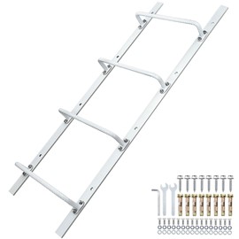 Zwinz 4-Rung Window Well Ladder Straight, Heavy Duty Steel Fire Escape Ladder, Powder-Coated Basement Egress Window Ladder Wall Mounted Ladder 45.2" Lx17.9 W, White