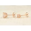 Solid 14k Rose Gold Morganite Fleur-de-lis Stud Earrings (5.5mm Morganite)