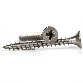 3.5mm x 25mm General Purpose A2 Stainless Steel Countersunk Wood Screws Pozi Drive Chipboard Screws (Pack of 20)