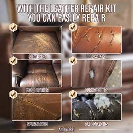 ARCSSAI ARCSSAL Brown Leather Repair Kit for Furniture, Leather Couch Repair Kit for Sofa, Jacket, Car Seats and Purse with Super Easy Instructions, Restores Any Material, Bonded, Pleather, Genuine