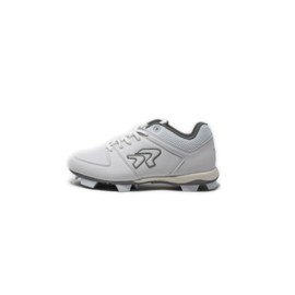 Ringor Flite Softball Cleats for Women - Lightweight and Durable Women's Molded Softball Shoes - White & Silver - Size 5.5