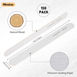 Minatee 150 Pcs 180/240 Grit Nail Files Bulk Nail Files for Natural Nails Doubled Sides Emery Boards for Nail Professional Manicure Tools for Natural Nails Acrylic Nails Home and Salon Supplies