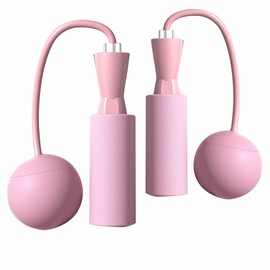 Weighted Jump Rope Without Rope Skipping Rope No Line Speed Cordless For Fitness Workout Anywhere Ropeless Bod Rope for Exercise Training Beachbody Build (Big Ball Pink)