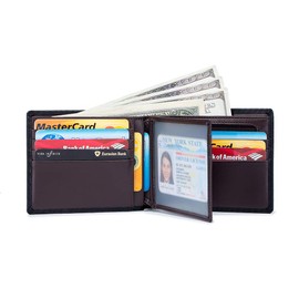 BHAKTI Men's Bi-fold Genuine Leather Wallet Coin Purse, Top Class Cowhide Leather, Super Soft, Unisex Wallet for Men, Braun