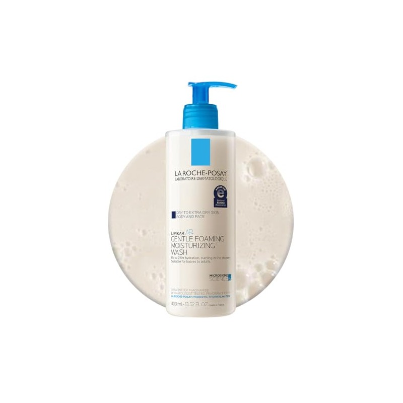 Lipikar Wash AP Body Face Wash con bomba, limpiador suave