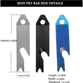Mini EDC Pry Bar - Small Keychain Prybar Multitool for everyday carry, 4 in 1 Stainless Steel 420 Edc Gadgets Multi Tools (Grey)
