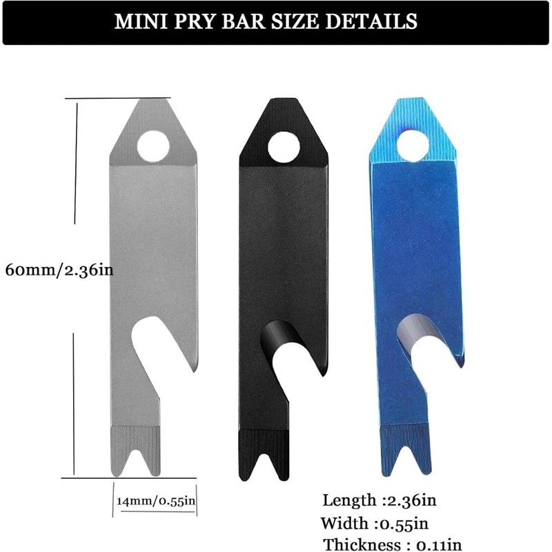 Mini EDC Pry Bar - Small Keychain Prybar Multitool for