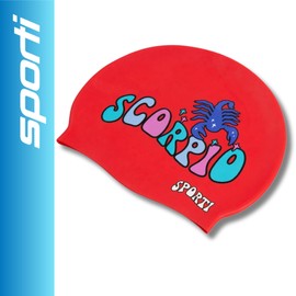 Sporti Groovy Zodiac Scorpio Silicone Swim Cap for Adults, Snug Fit Swimming Cap for Women and Men, Anti-Slip - Scorpio