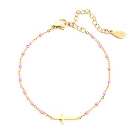 LittleFathand Bohemian Seed Bead Bracelet for Women Men Stainless Steel Cross Bracelet Christmas Faith Cross Amulet Bracelet Religion Jewelry Gift