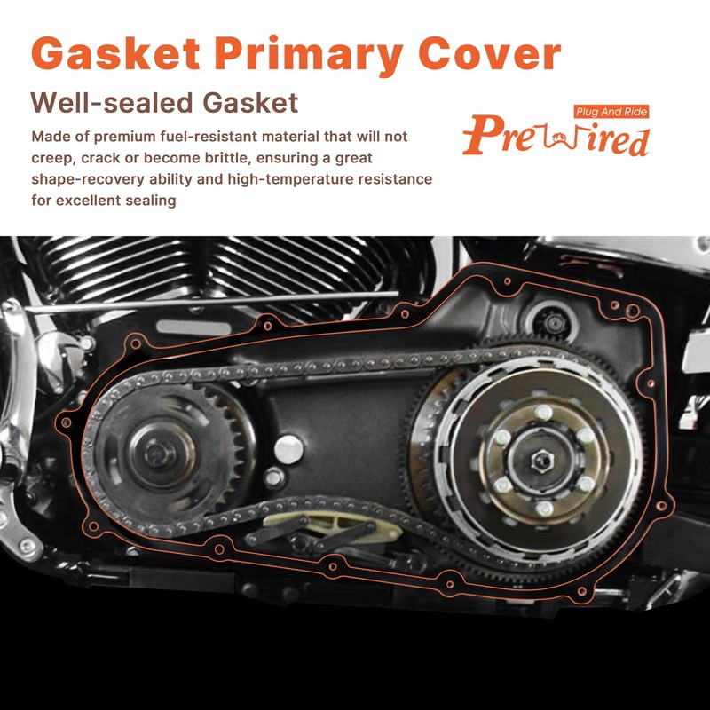 Prewired 2006-2017 Softail & Dyna Primary Gasket Kit Clutch Cover