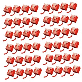 Abaodam 80 Pcs Packing Box Wedding Candy Box Chinese Wedding Favor Box Baby Shower Party Supplies Mini Cookies Wedding Items Bridesmaids Bags Candy Pack with Tassel Red