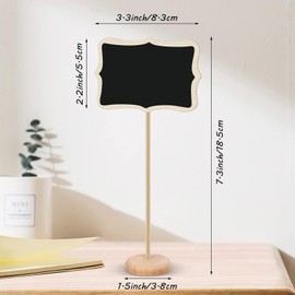 NANXJIUR 20 Pack Wood Mini Chalkboard Sign and Replacement Stickers, Food Labels for Party Buffet,Blackboard for Message Board Signs,Weddings Place Cards, Birthday Party (Wavy)